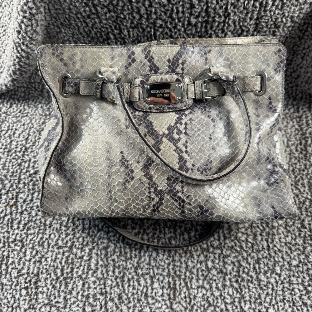 Michael Kors Gray Snake Print Satchel